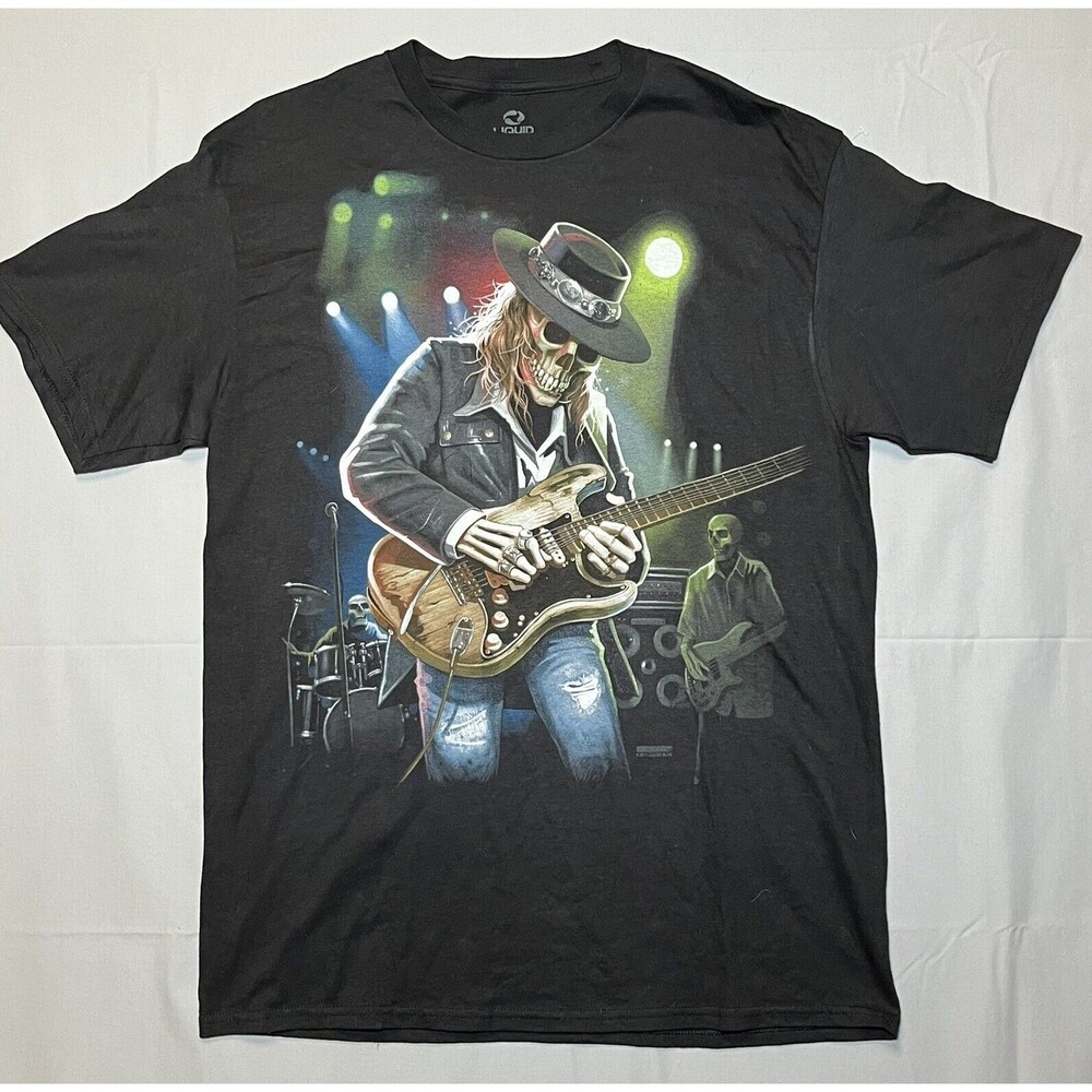 GRATEFUL DEAD Shirt Mens L Black Short Sleeve Crew Neck Skulls Rockband Large